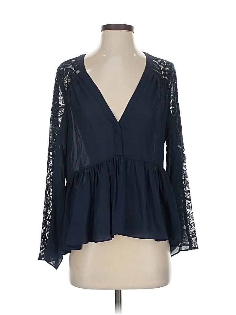 Pre-owned Elizabeth And James Long Sleeve Blouse In Blue