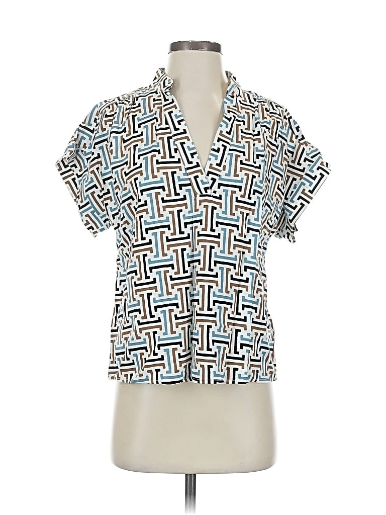 Ann Taylor Factory Short Sleeve Blouse In Blue