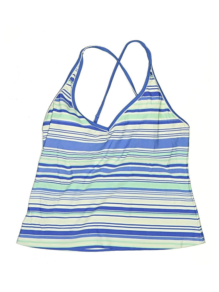 JAG Pre-owned Swimsuit Top Blue Stripes Pattern Swimwear