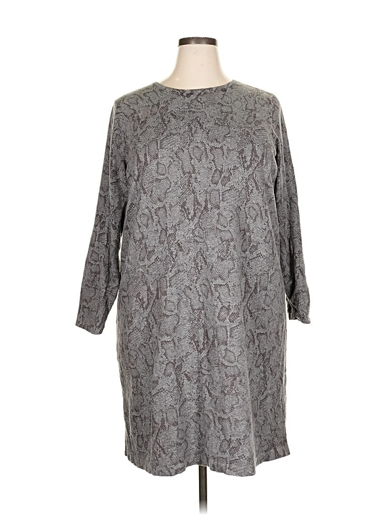 Pre-owned Jjill Casual Dress In Gray