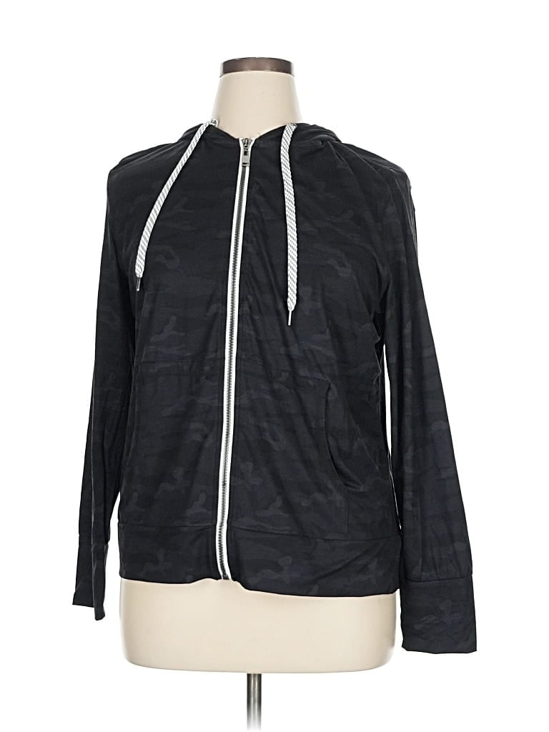 Pre-owned Assorted Brands Zip Up Hoodie In Black