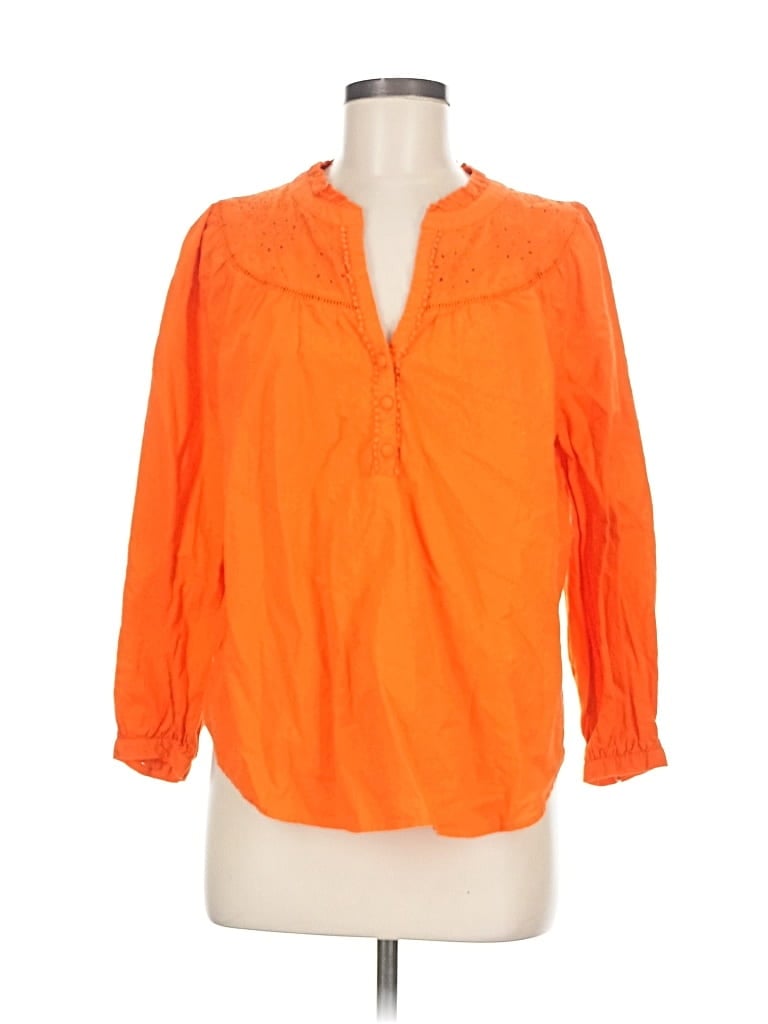 Pre-owned Ann Taylor Loft 3/4 Sleeve Blouse In Orange