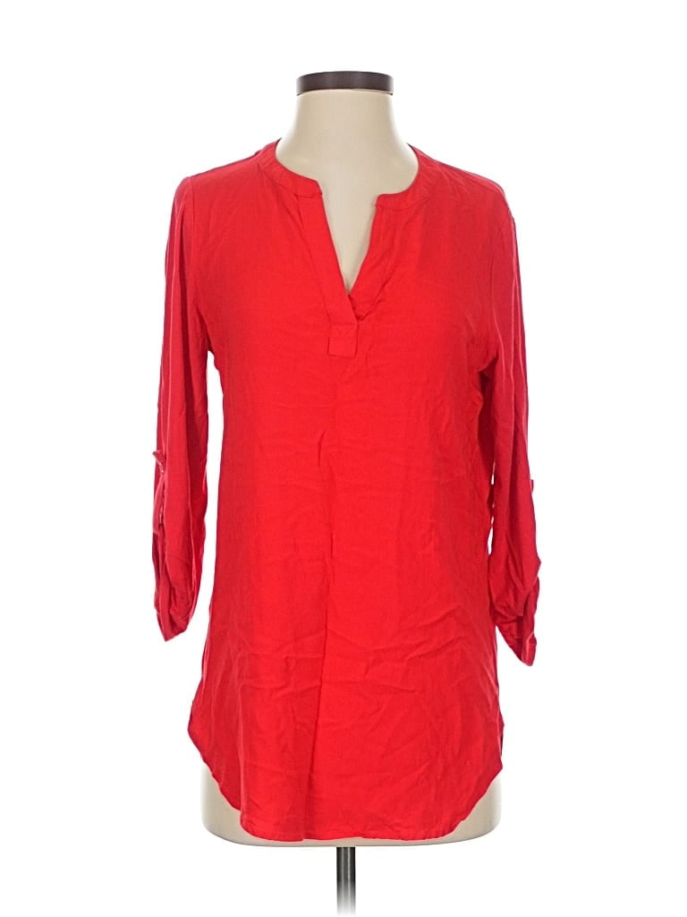 Pre-owned Pleione 3/4 Sleeve Blouse In Red