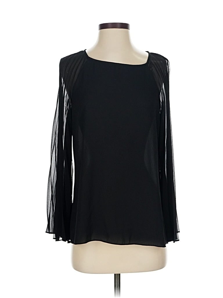 Pre-owned H By Halston Long Sleeve Blouse In Black