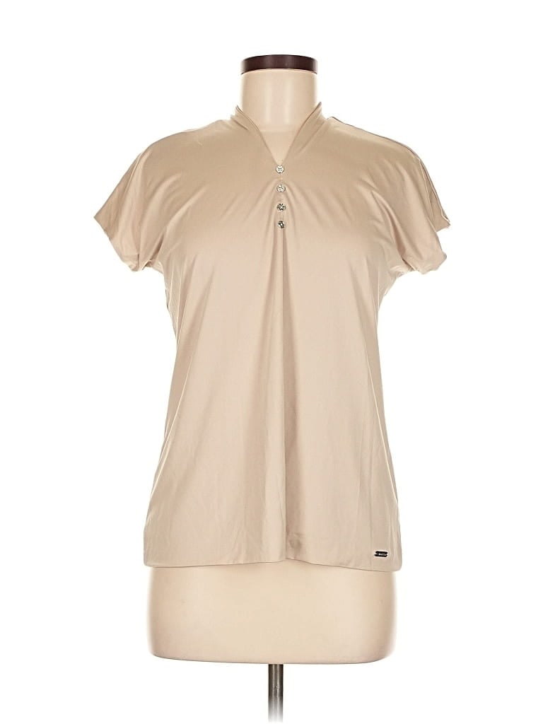 Pre-owned Calvin Klein Short Sleeve Blouse In Brown