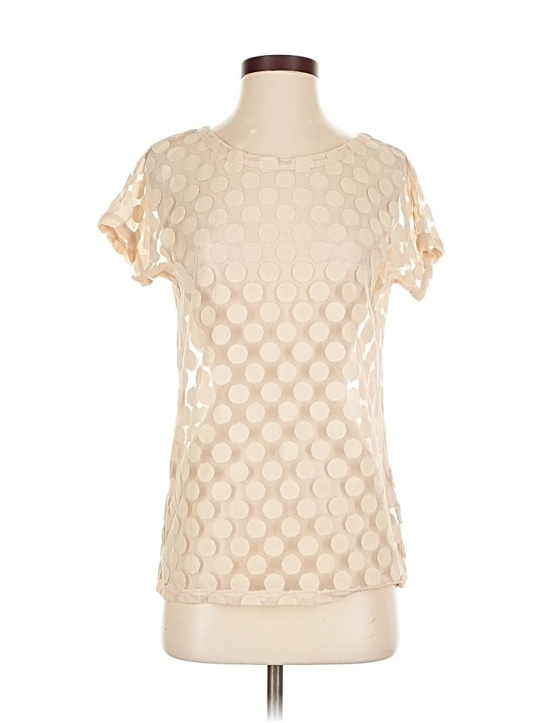 Pre-owned Hi-line Short Sleeve Top Ivory Square Neckline Tops In White