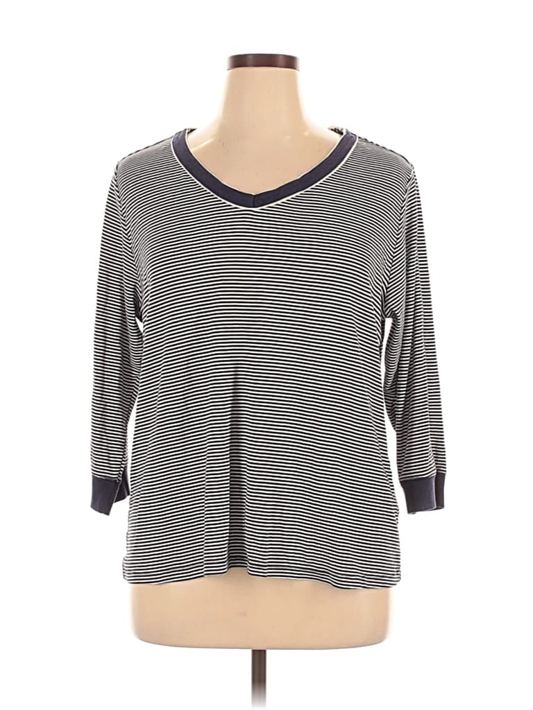 Pre-owned Chaps 3/4 Sleeve T-shirt In Gray