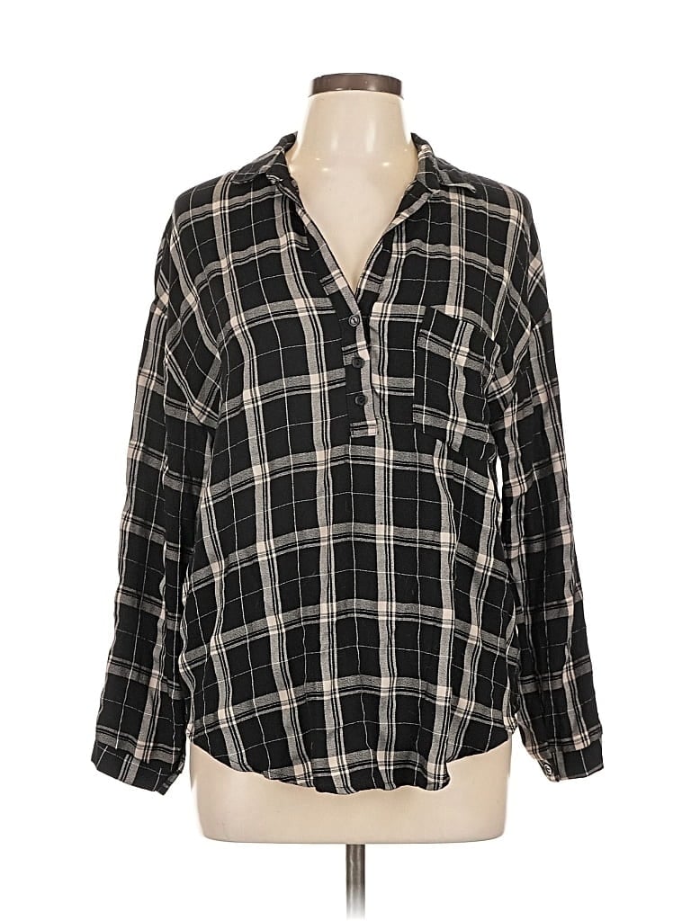 Pre-owned Lush Long Sleeve Blouse In Black