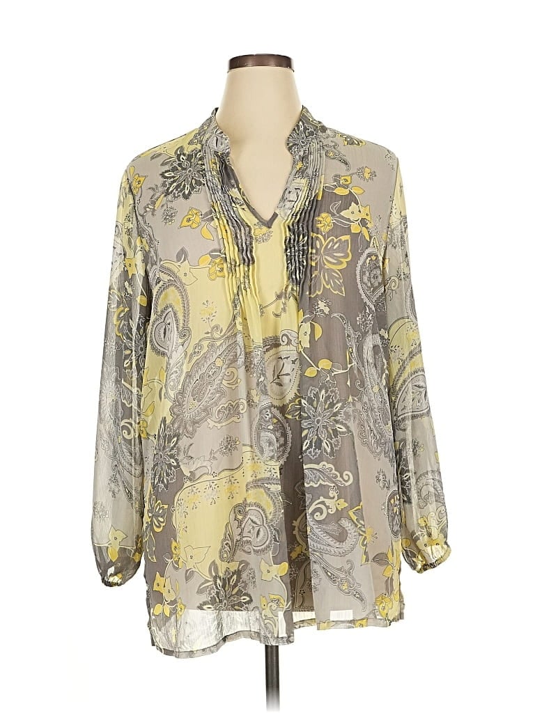 Pre-owned Susan Graver 3/4 Sleeve Blouse In Gray