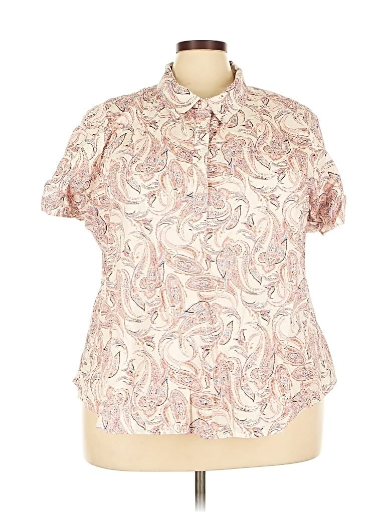 Click to view more detailed imagery on our partner's website Pre-owned Lane Bryant Short Sleeve Blouse In White
