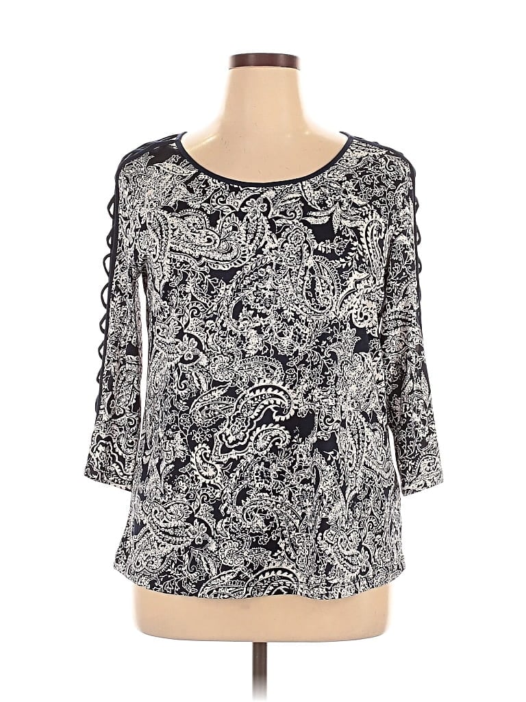 Pre-owned Perseption Concept 3/4 Sleeve Blouse In Gray