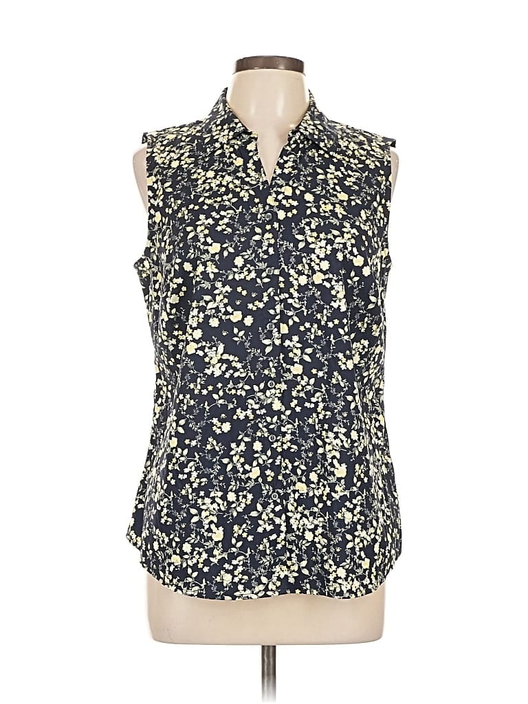 Pre-owned Charter Club Sleeveless Button Down Shirt In Blue