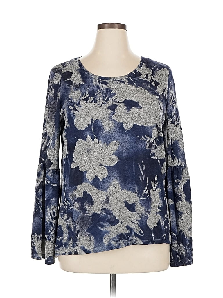 Pre-owned Simply Vera Vera Wang Long Sleeve Blouse In Blue