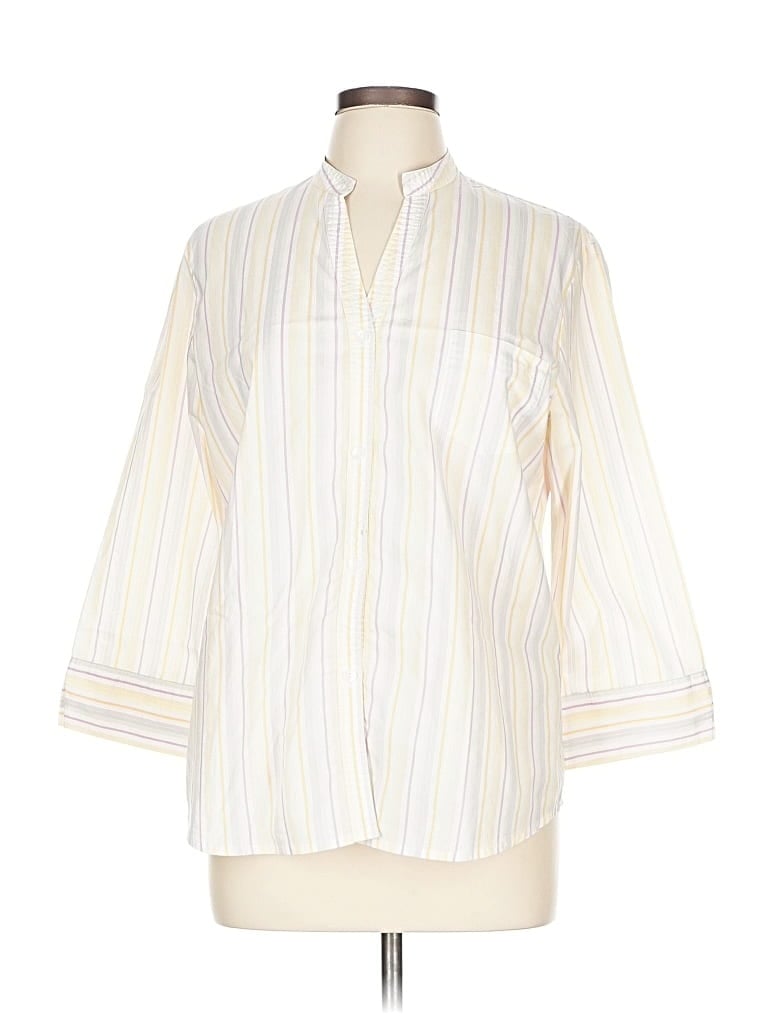 Click to view more detailed imagery on our partner's website Pre-owned Talbots 3/4 Sleeve Button Down Shirt In White
