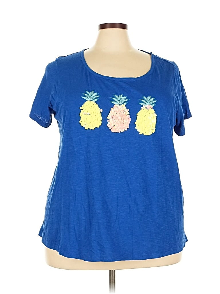 Pre-owned Crown & Ivy Short Sleeve T-shirt In Blue