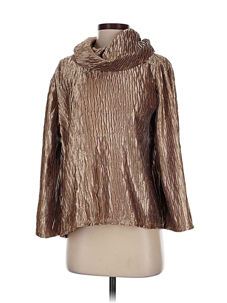 Pre-owned Travelers By Chico's Long Sleeve Blouse In Gold