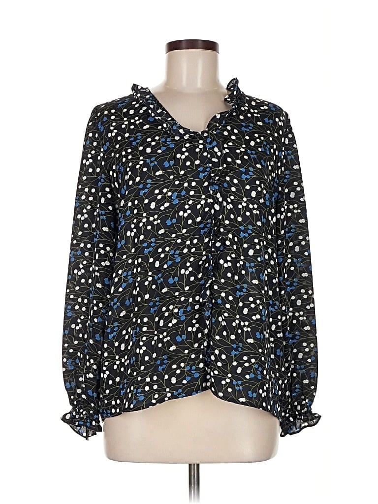 Pre-owned Ann Taylor Factory Long Sleeve Blouse In Blue