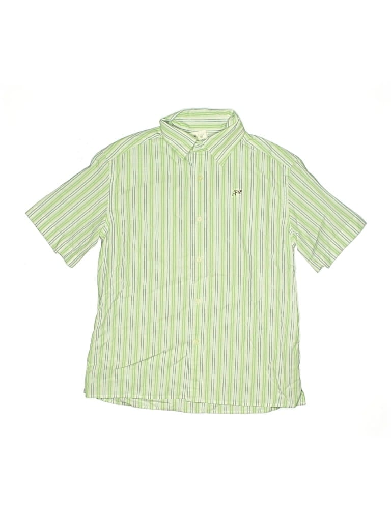 Pre-owned Crewcuts Kids' Short Sleeve Button Down Shirt In Green