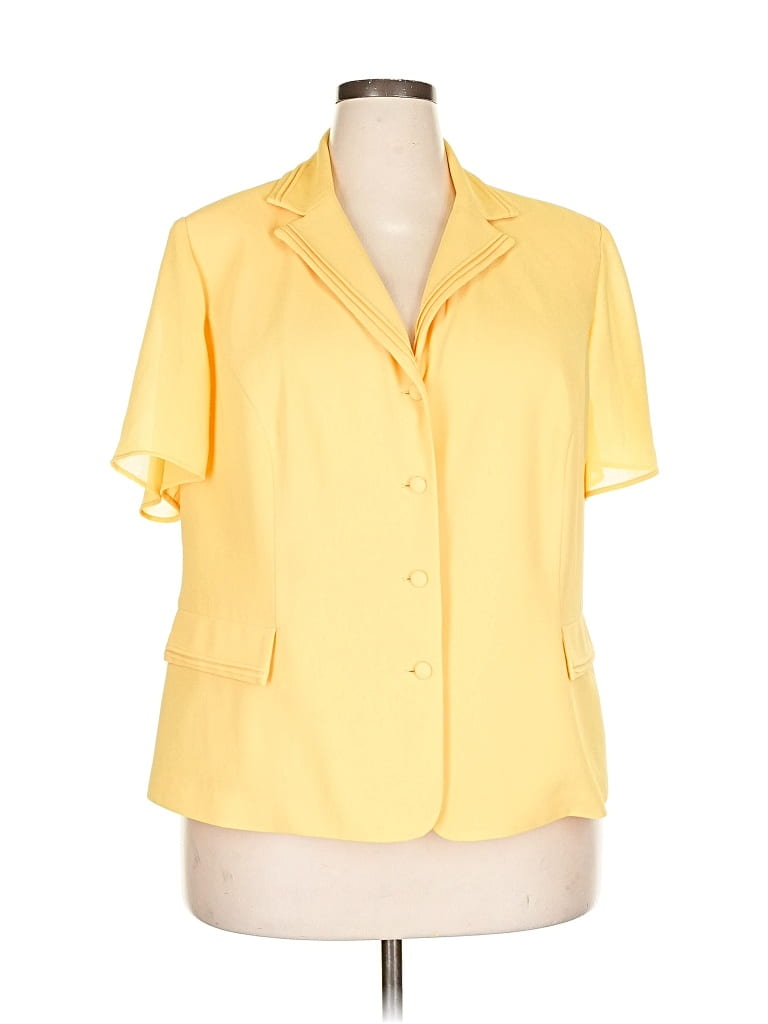 Pre-owned J. Taylor Short Sleeve Blouse In Yellow