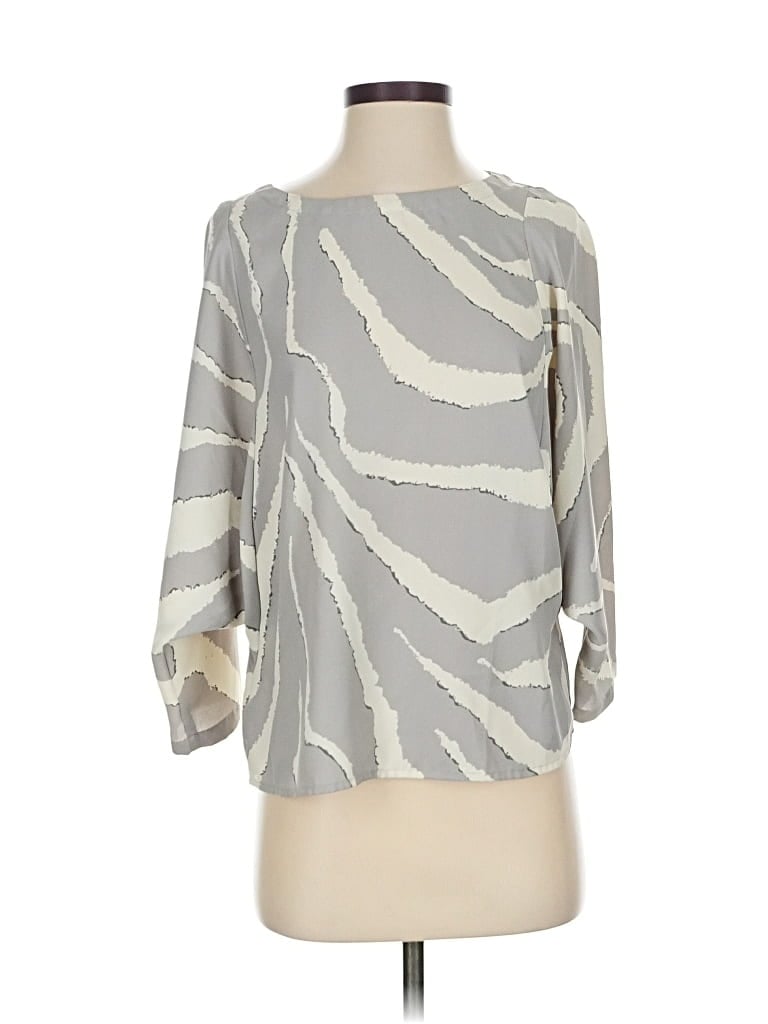 Pre-owned Ann Taylor Loft 3/4 Sleeve Blouse In Gray