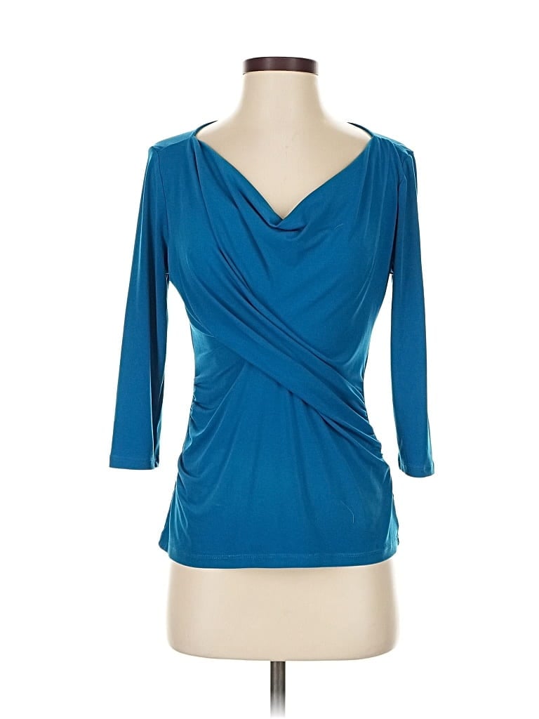 Click to view more detailed imagery on our partner's website Pre-owned New York And Company 3/4 Sleeve Top Blue Cowl Neck Tops