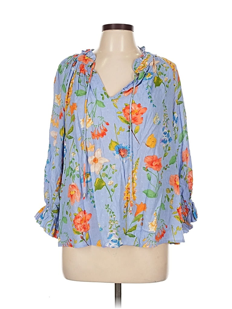 Pre-owned Rachel Rachel Roy 3/4 Sleeve Blouse In Blue