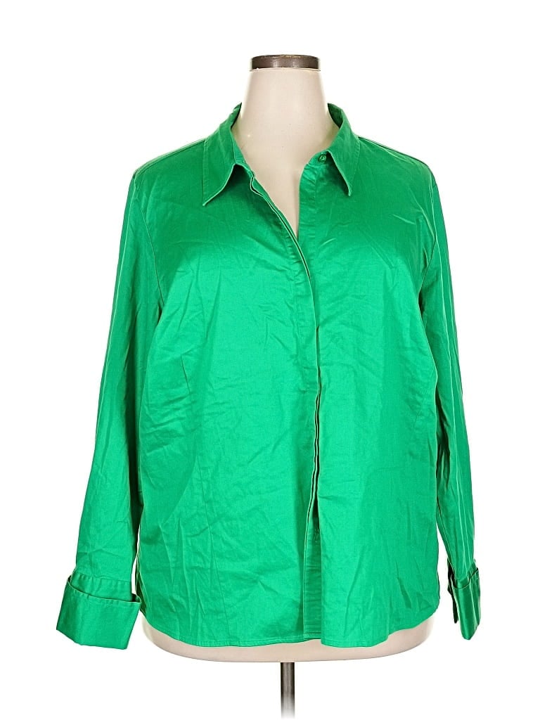 LANE BRYANT Pre-owned Long Sleeve Blouse In Green
