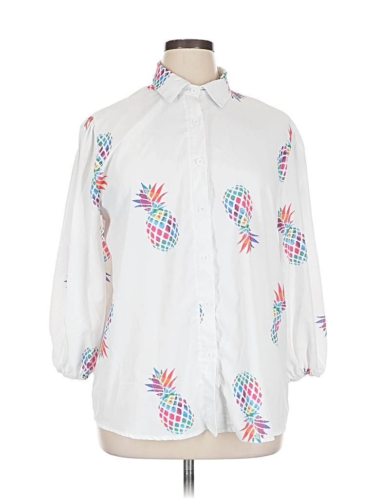 Pre-owned Unbranded 3/4 Sleeve Blouse In White