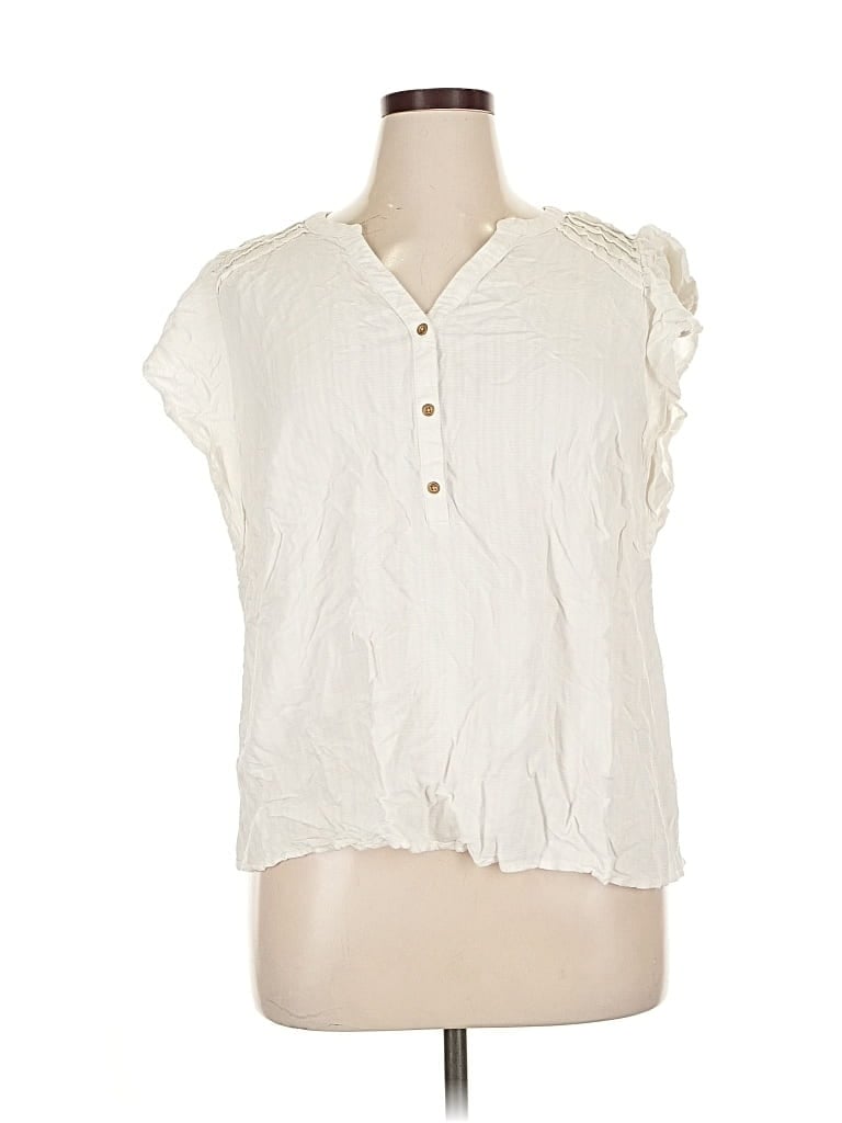 Pre-owned Knox Rose Short Sleeve Blouse In White