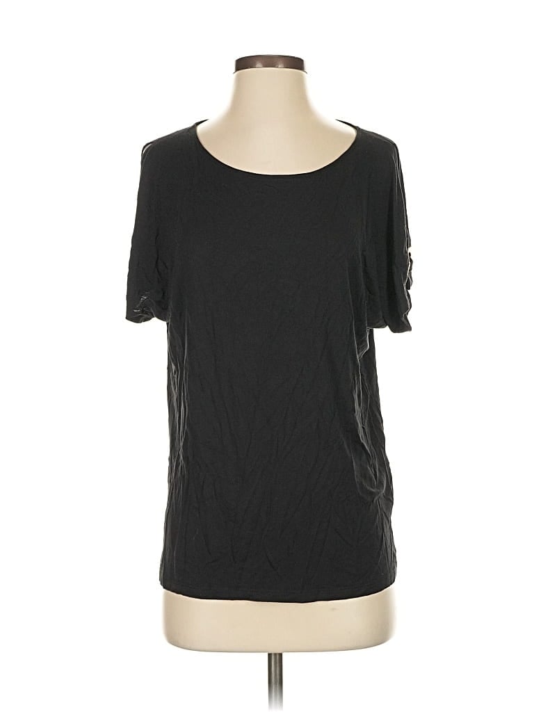 Pre-owned Calvin Klein Short Sleeve Top Black Scoop Neck Tops