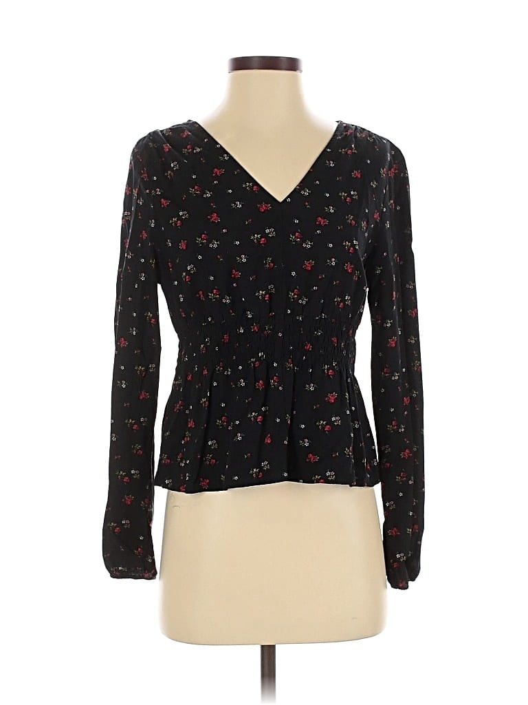 Pre-owned Gap Long Sleeve Blouse In Black