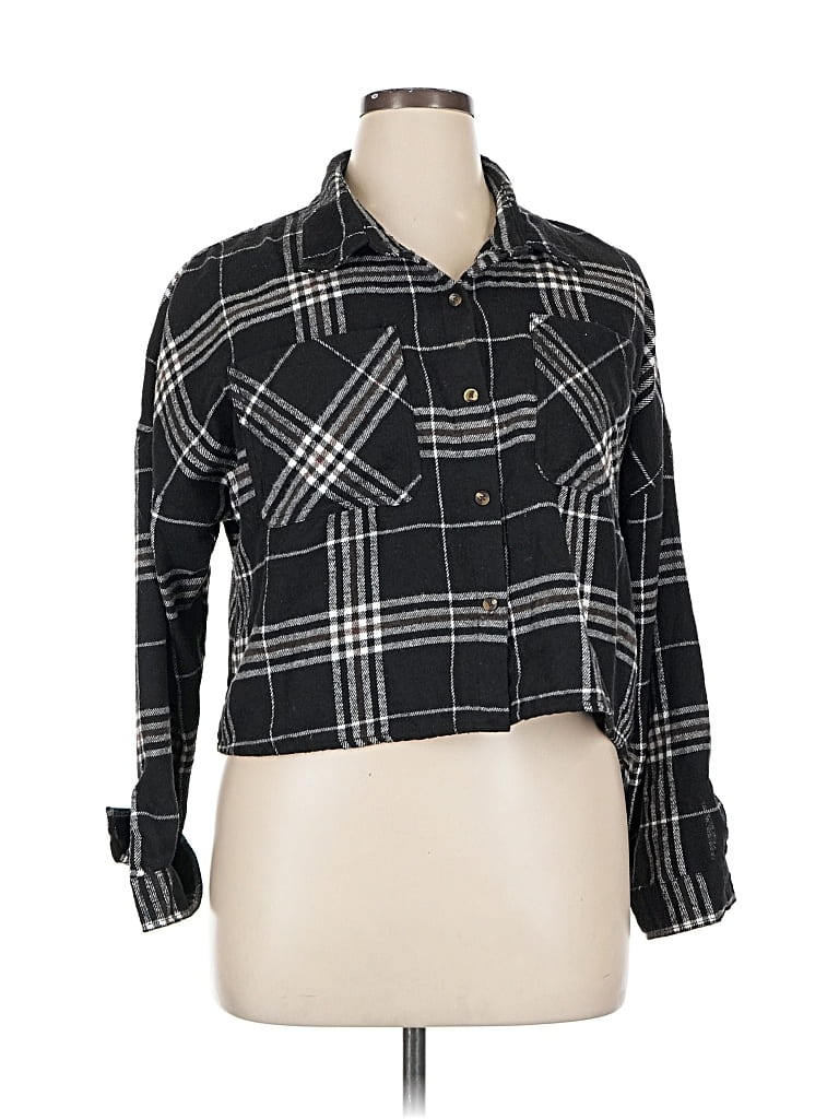 Pre-owned Fashion Nova 3/4 Sleeve Button Down Shirt In Black