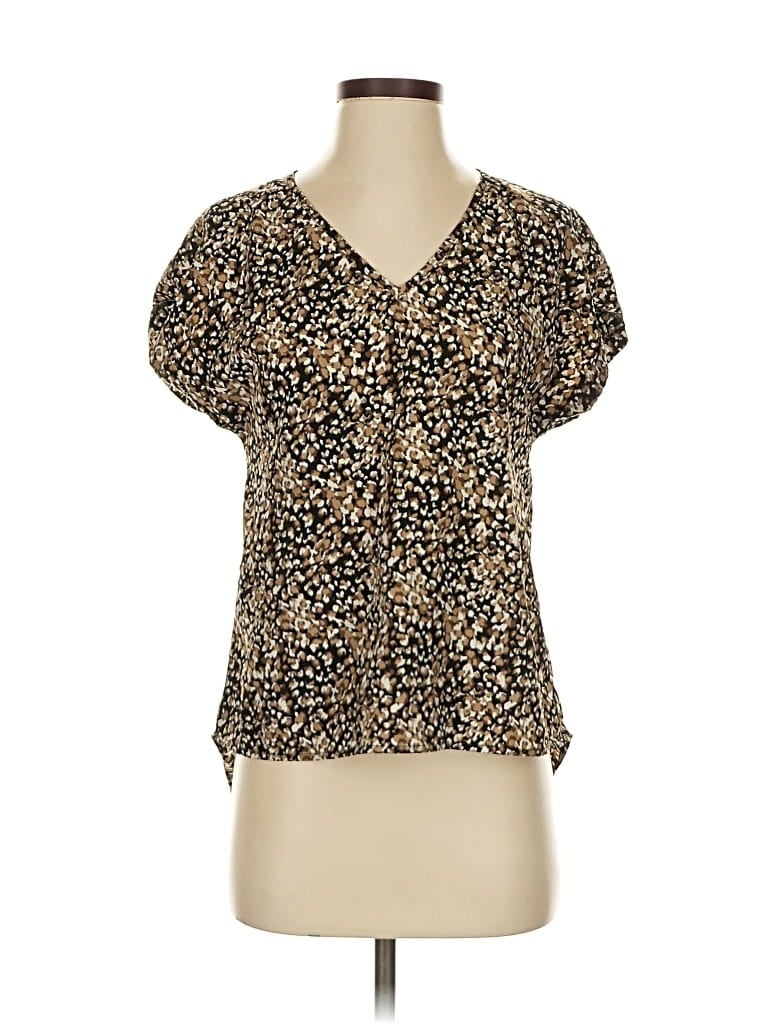 Pre-owned Shein Short Sleeve Blouse In Brown