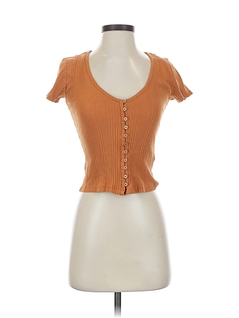 Pre-owned By Anthropologie Short Sleeve Henley Shirt In Brown