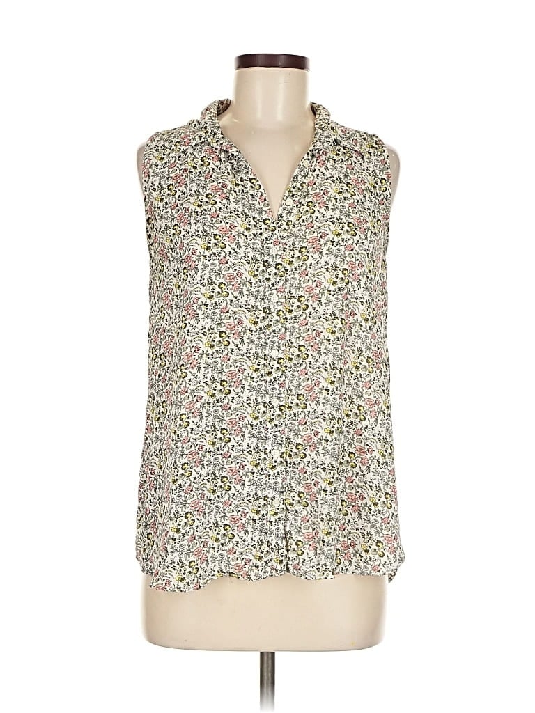 Pre-owned Ann Taylor Loft Sleeveless Button Down Shirt In White