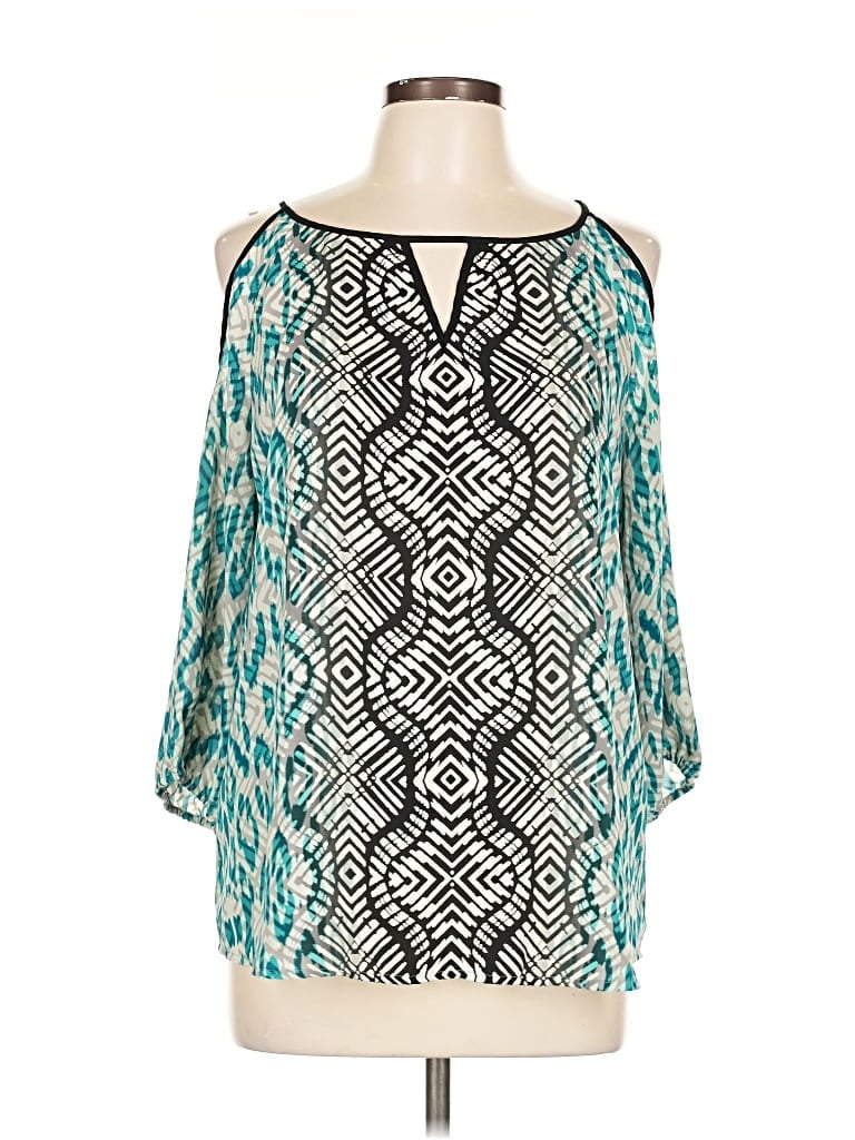 Pre-owned Apt. 9 3/4 Sleeve Blouse In Blue