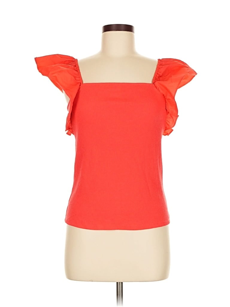 Pre-owned A New Day Short Sleeve Top Orange Sweetheart Neckline Tops