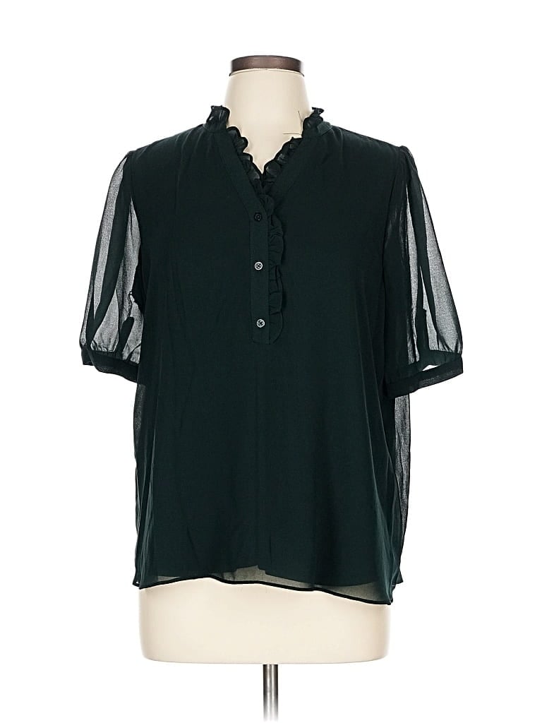 Pre-owned Adrianna Papell Short Sleeve Blouse In Black