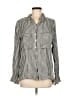 Knot Sisters 100% Viscose Stripes Silver Long Sleeve Button-Down Shirt Size M - photo 1