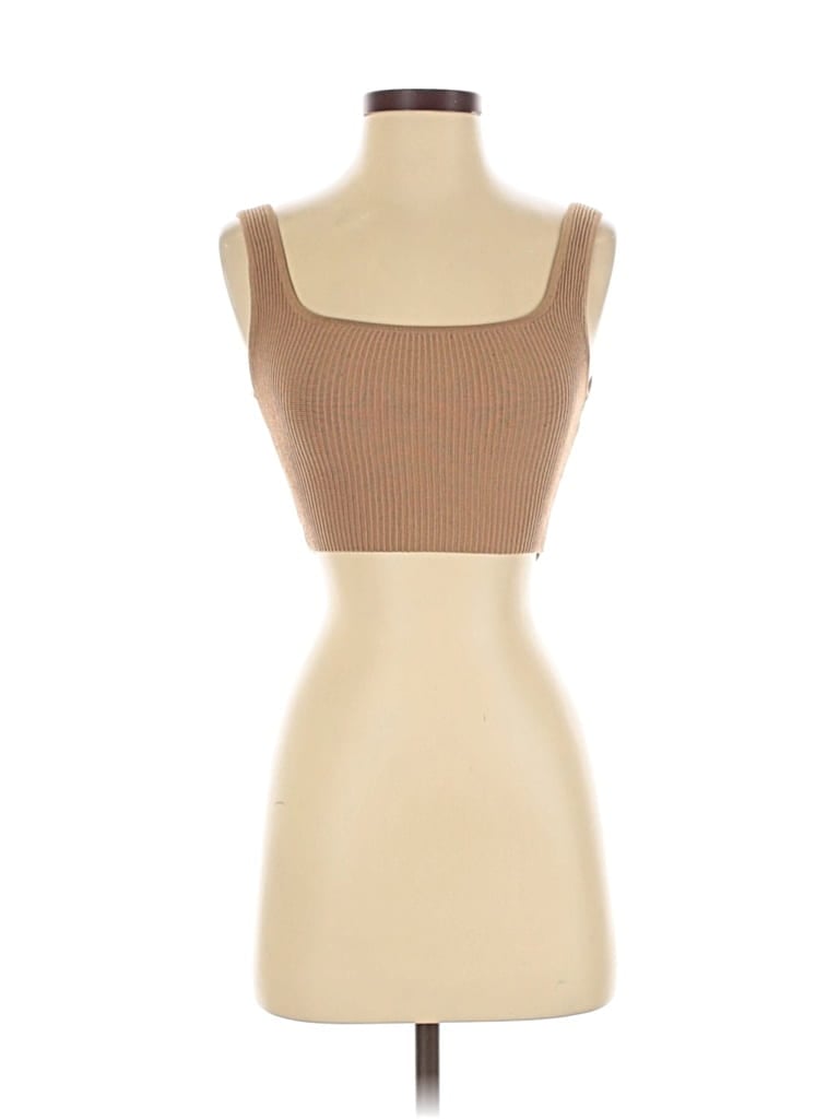 Pre-owned Babaton Tank Top Tan Square Neckline Tops In Brown