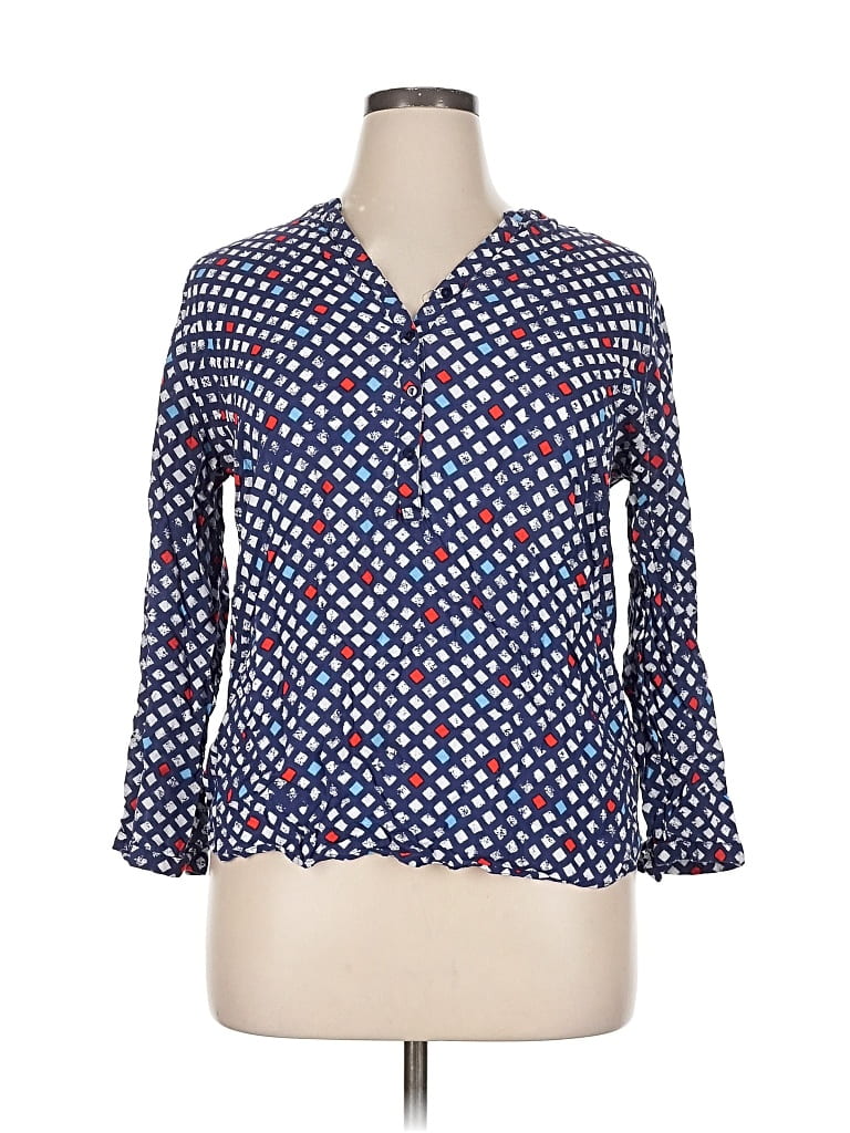 Pre-owned Grand & Greene 3/4 Sleeve Blouse In Blue