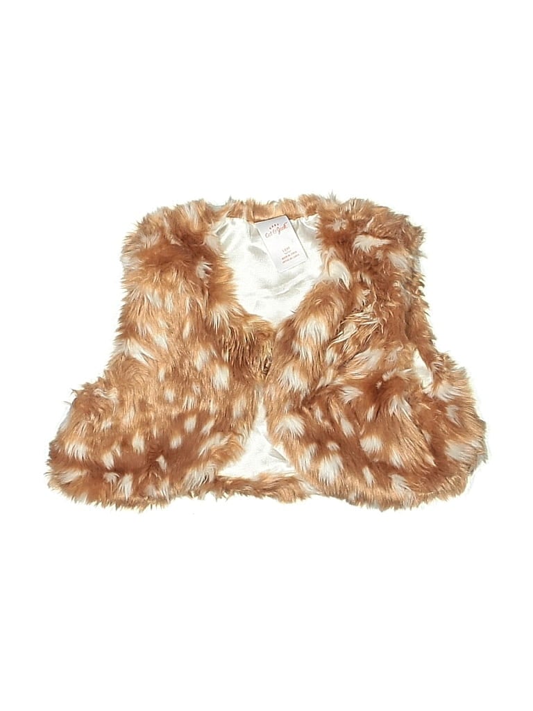 Pre-owned Cat & Jack Kids' Faux Fur Vest In Gold