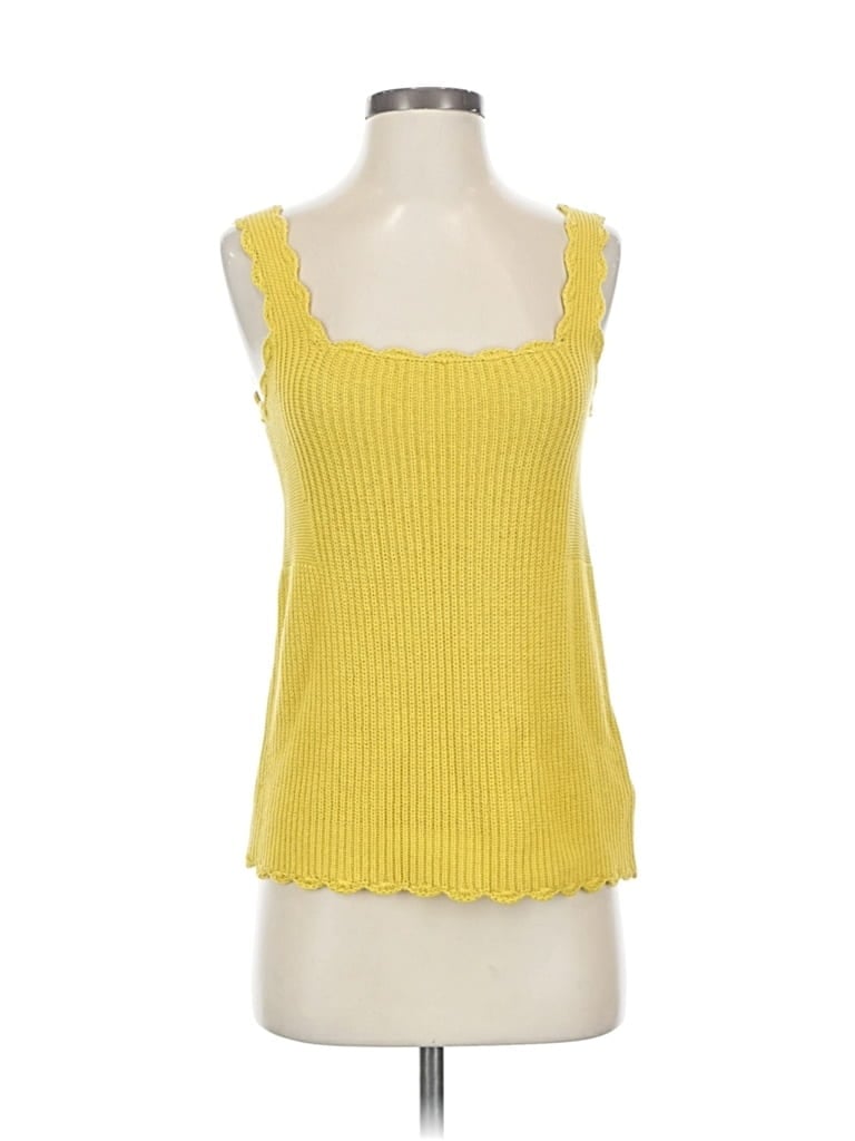 Pre-owned Moth Sleeveless Top Yellow Sweetheart Neckline Tops