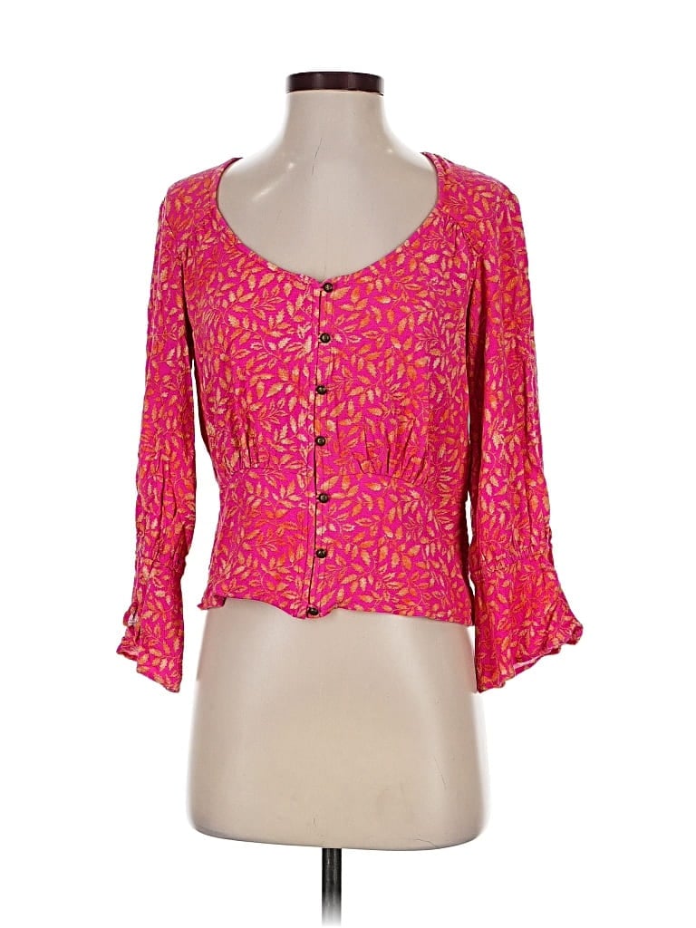 Pre-owned Maeve By Anthropologie 3/4 Sleeve Blouse In Pink