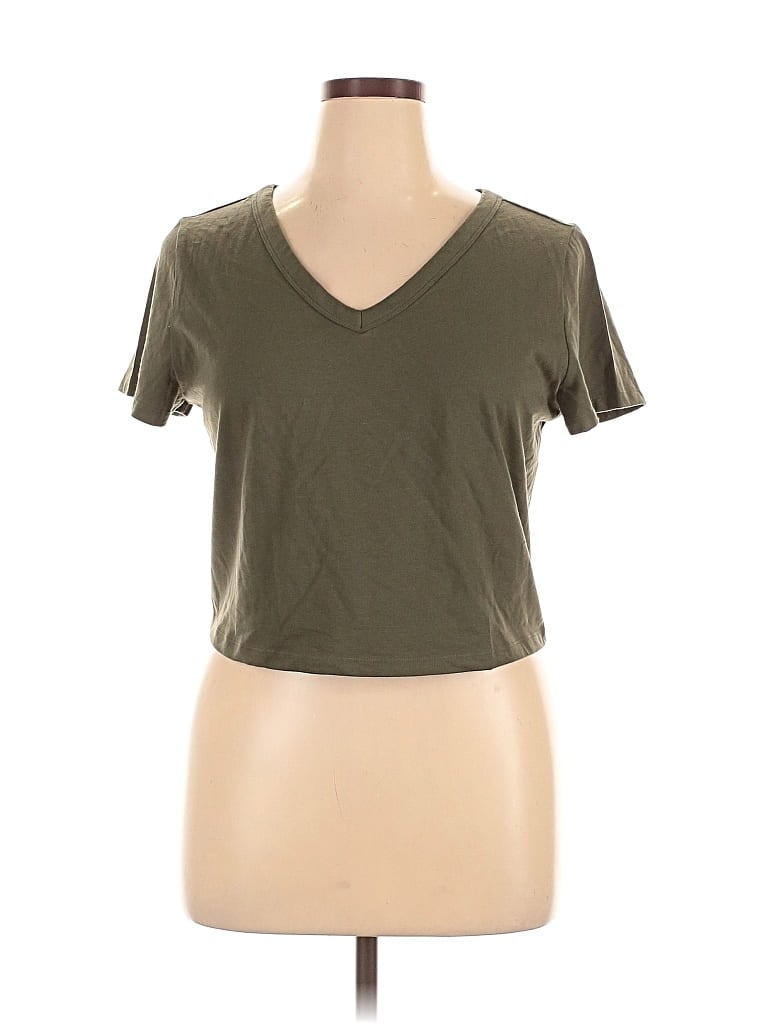 Wild Fable Short Sleeve Top Green V Neck Tops