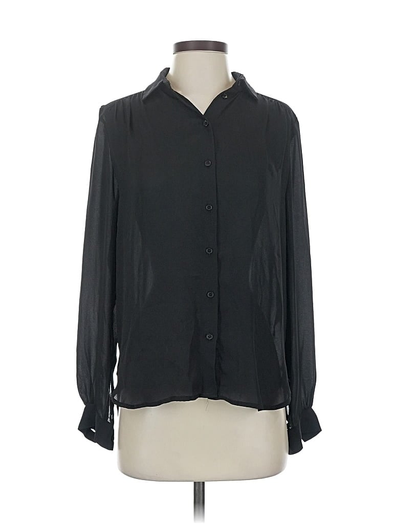 Pre-owned H&m Long Sleeve Blouse In Black