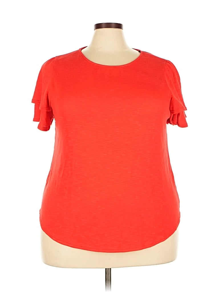 Kaileigh Short Sleeve Top Red Cold Shoulder Neckline Tops
