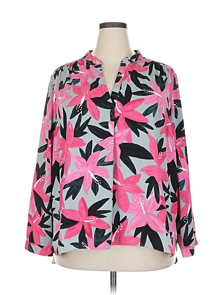 NIC + ZOE Pre-owned Long Sleeve Blouse In Pink