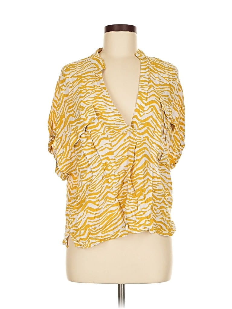 Pre-owned Maeve By Anthropologie Short Sleeve Blouse In Yellow