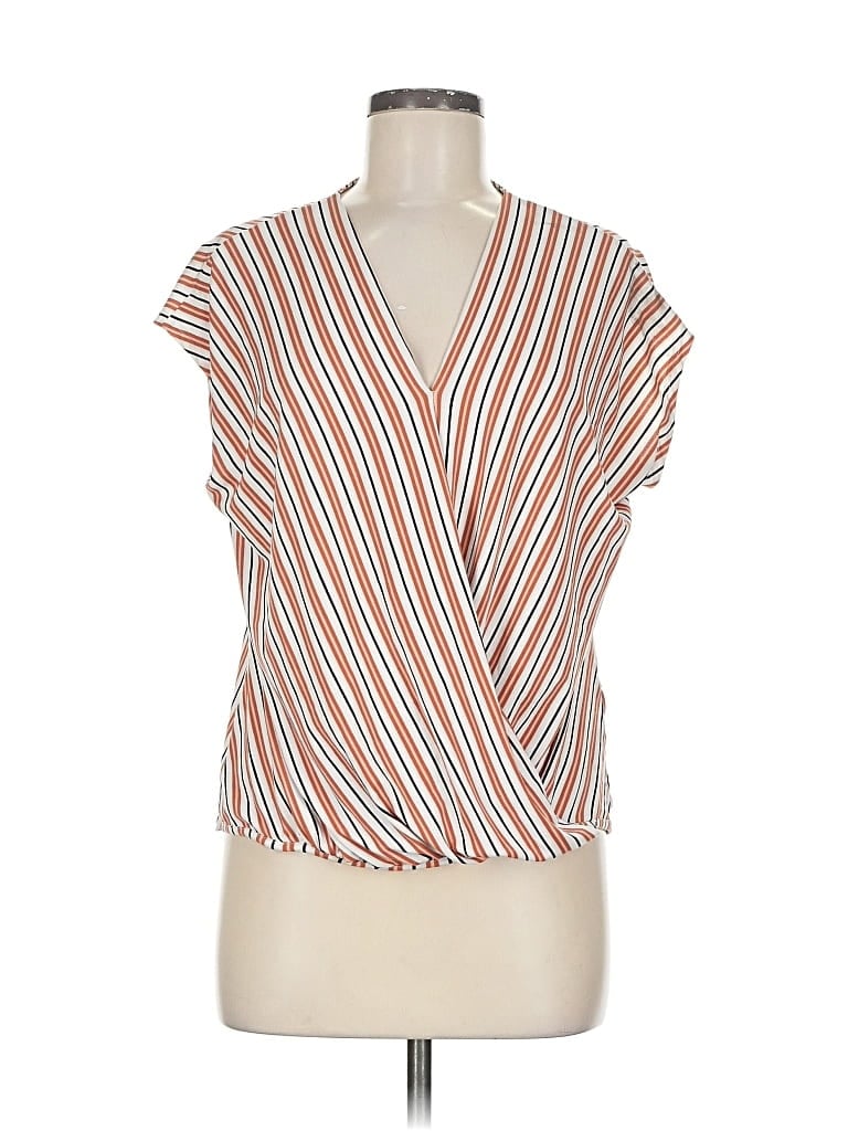 Pre-owned Adrianna Papell Short Sleeve Blouse In Orange